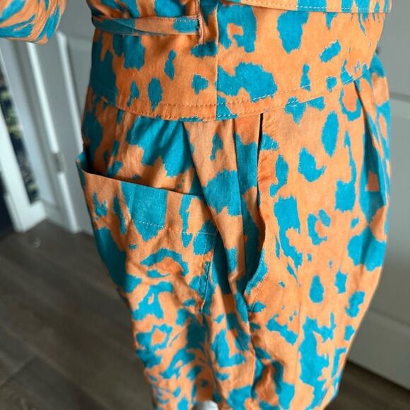 NWT Agua Bendita Linnea Orange and Blue Printed Romper Size S - Picture 4 of 7